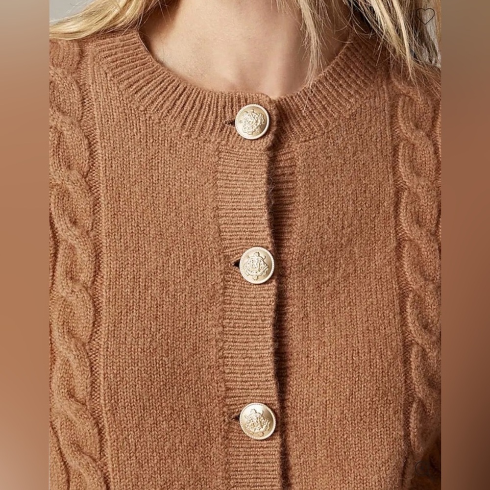J.Crew Cable-knit cardigan sweater in burgundy - Picture 4 of 11